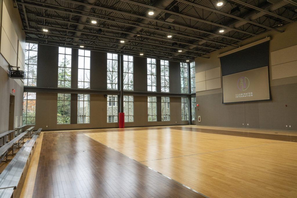 A College Basketball Court.